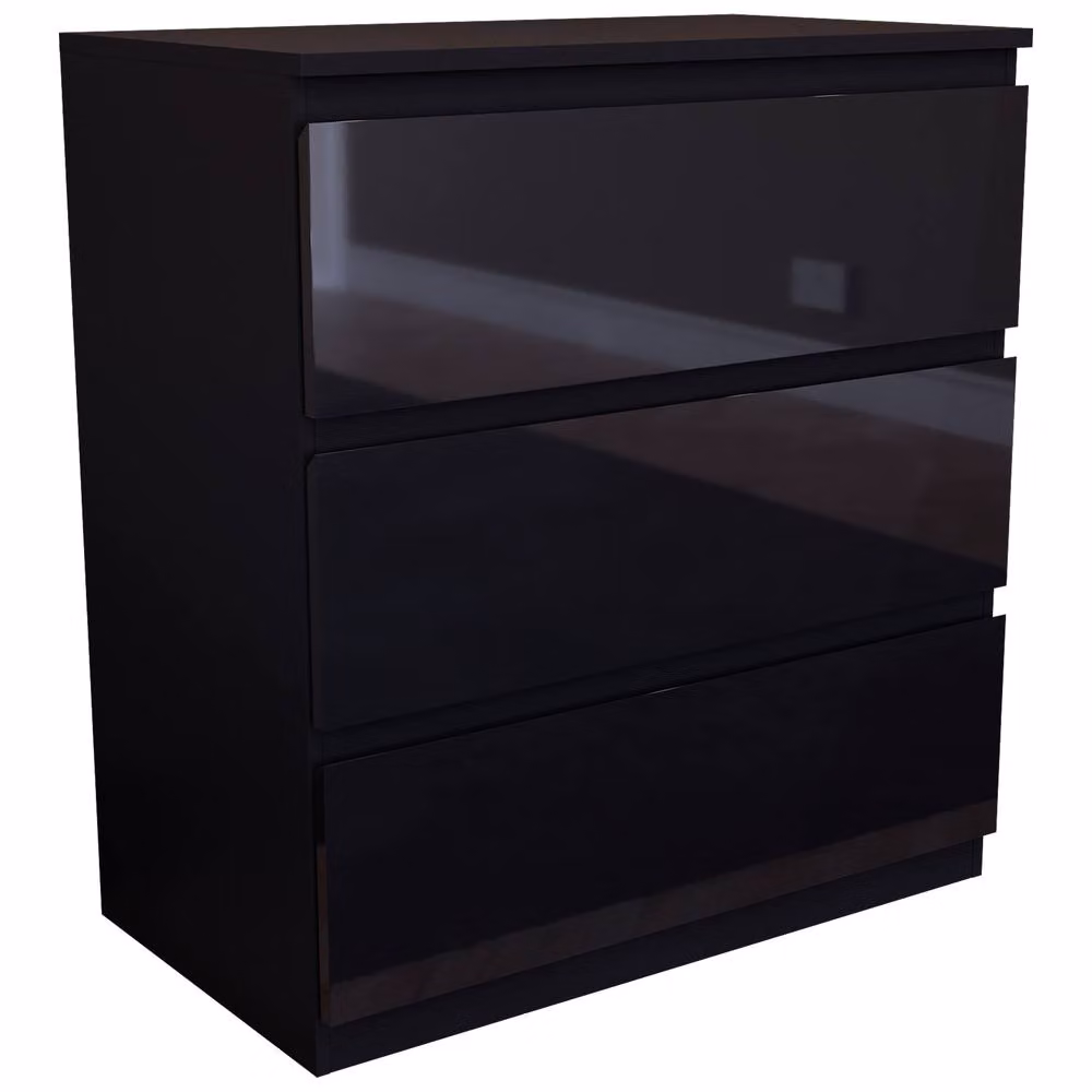HD Designs Glinton 3 Drawer Chest of Drawers in Black High Gloss – 4