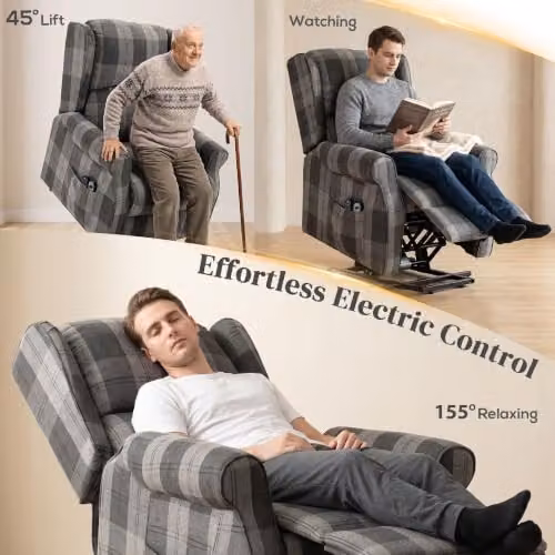 HOMCOM Power Lift Recliner Chair with Massage and Heat in Grey – 4