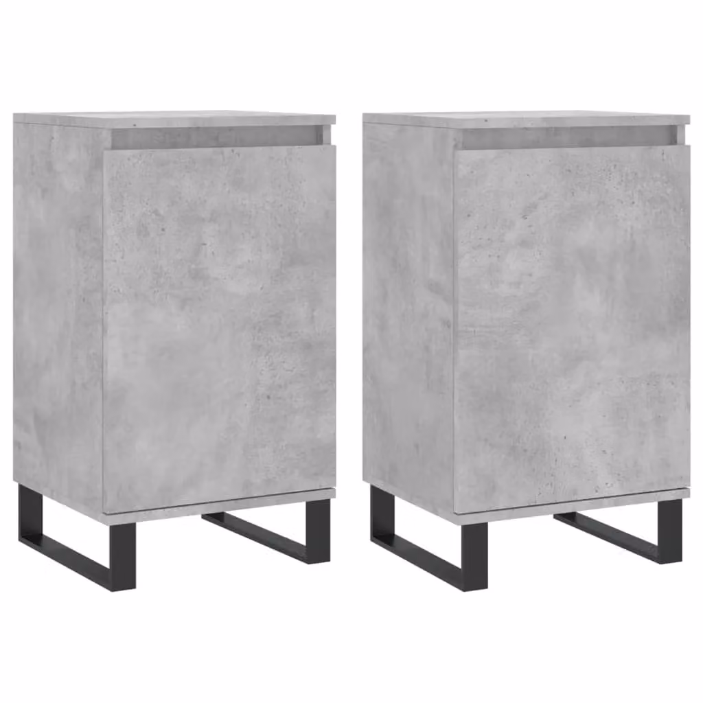 Berkfield Home Set of 2 Modern Sideboards in Concrete Grey and Black, W/D/H: 40 x 35 x 70 cm – 2