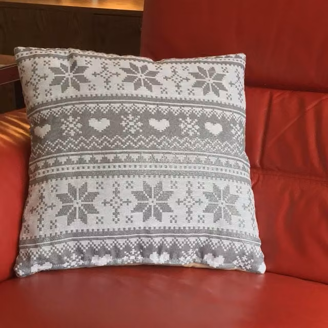 Luxury Living Christmas Love Snow Decorative Velvet Cushion Cover, Silver, W/D/H: 45 x 45 x 0 cm
