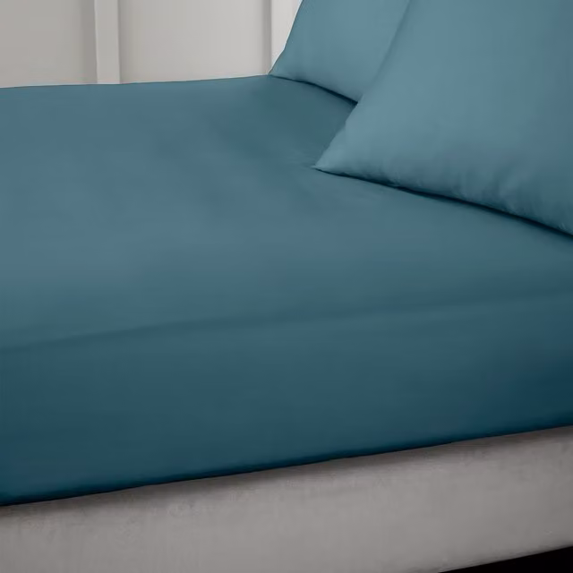 Bianca 400 Thread Count Cotton Sateen Fitted Sheet in Petrol Green