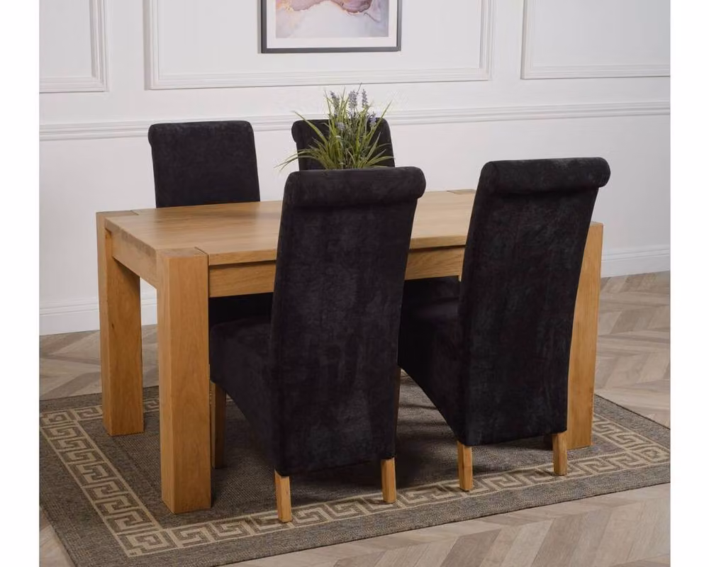 Thats Furniture Kuba Oak Dining Table and 4 Montana Fabric Chairs Set, W: 150 cm, D: 85 cm – 6