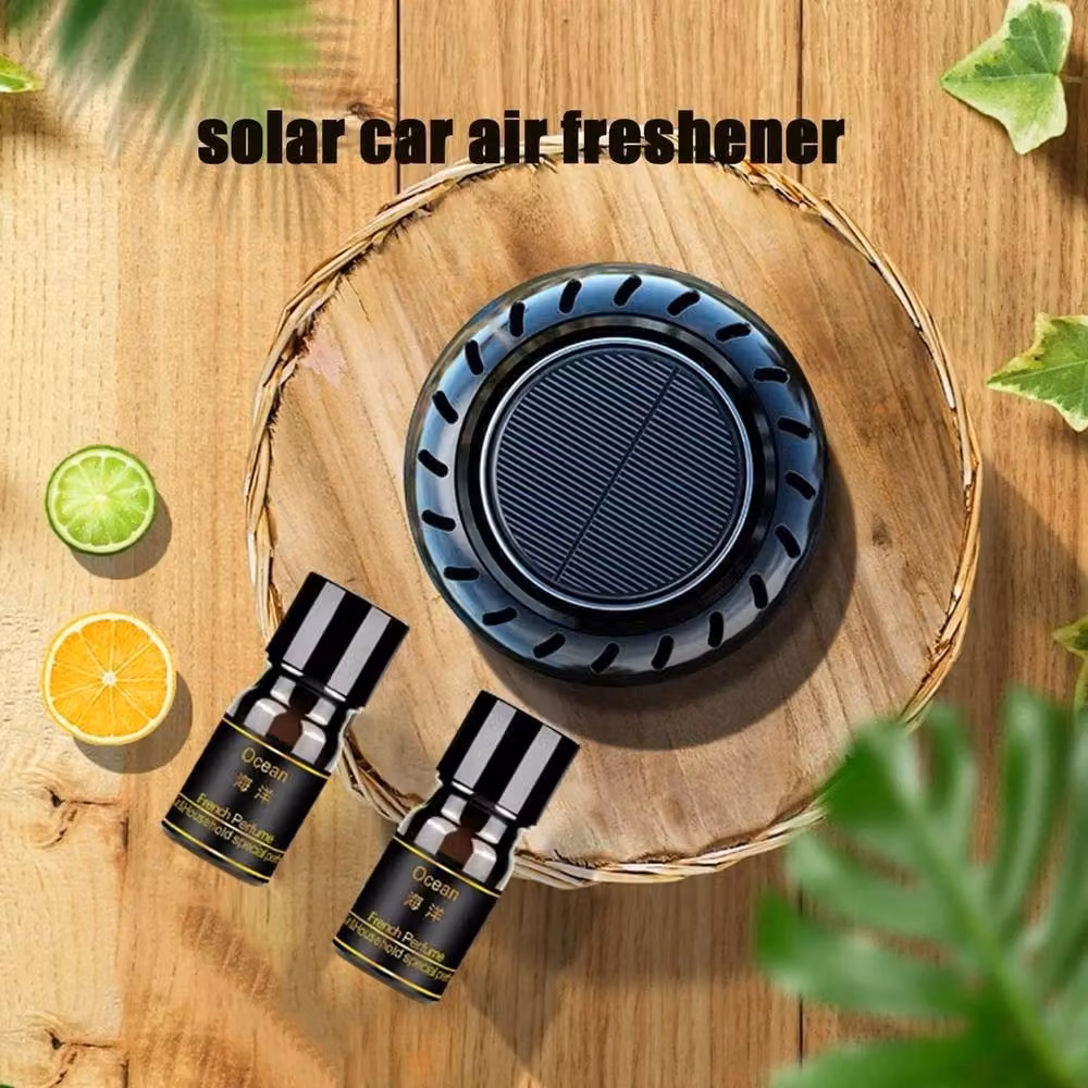 NESTLUNE Solar Rotating Car Air Freshener Aroma Diffuser, Black – 5