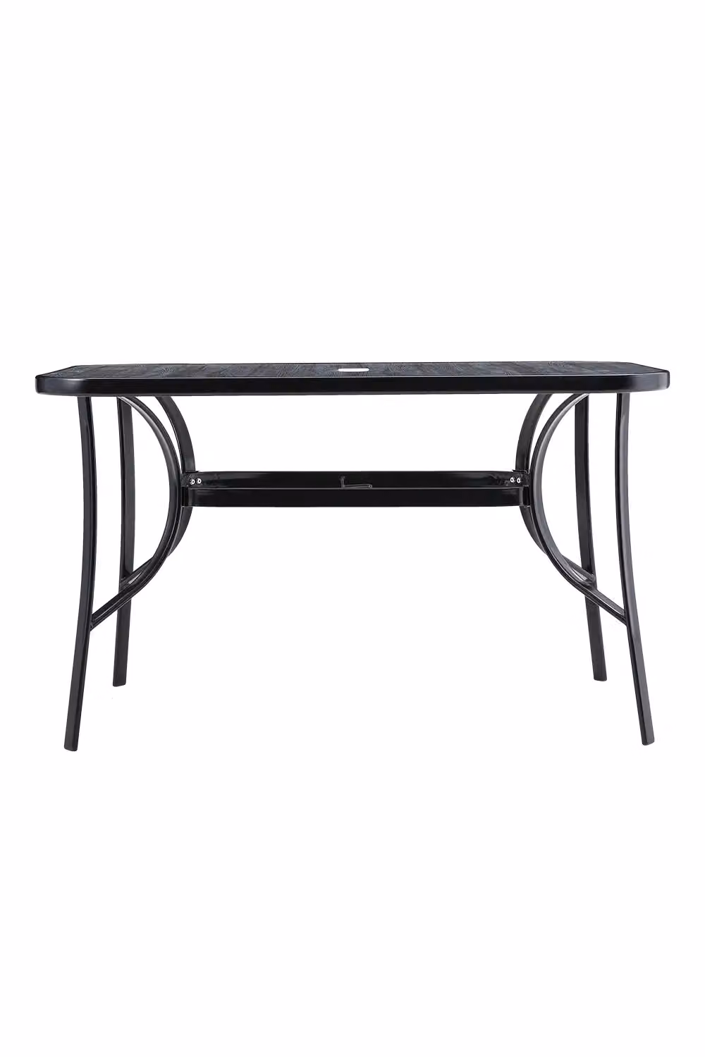 H&O Direct Rectangular Garden Coffee Table with Grey Marble Tempered Glass Top and Metal Frame – 2