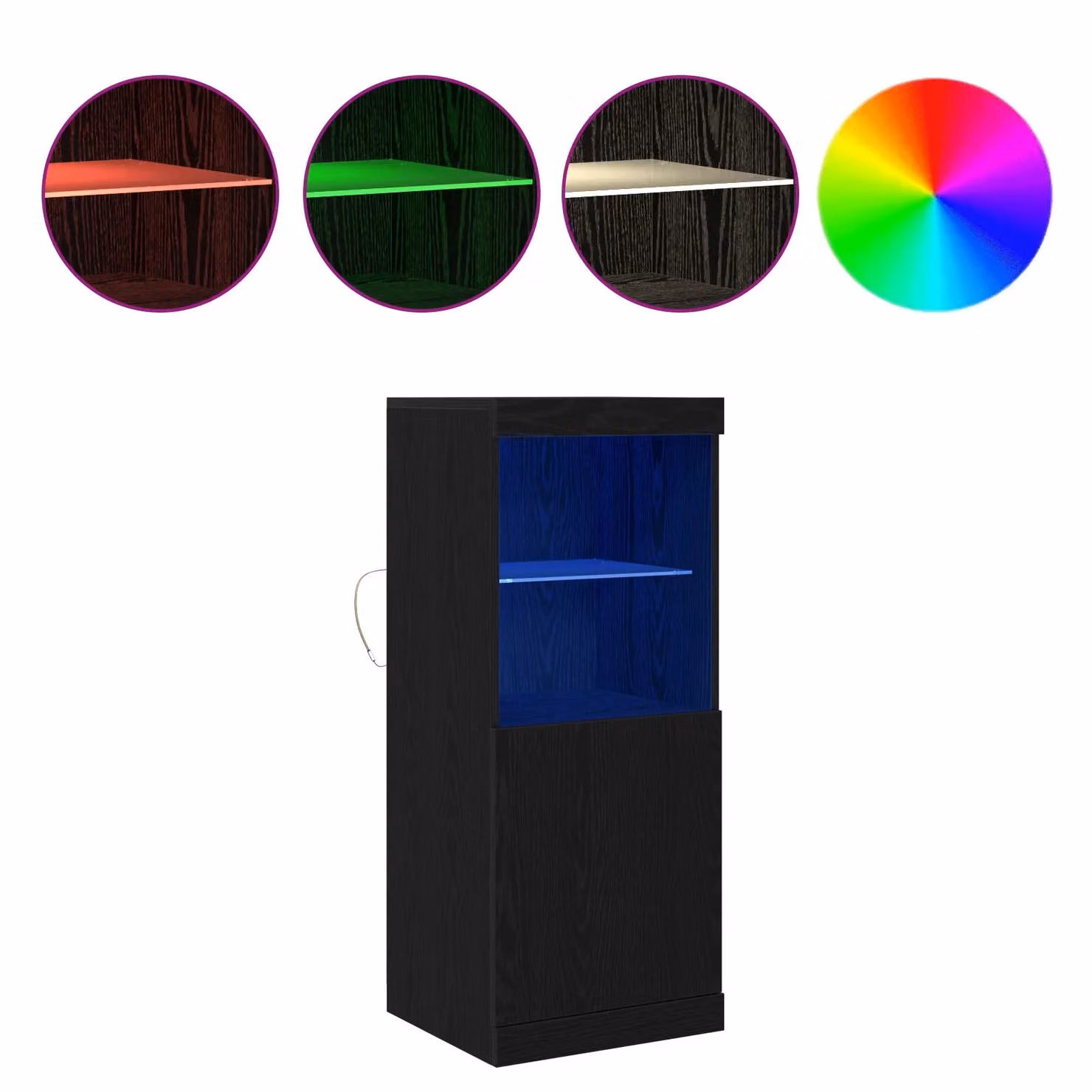 Berkfield Home Modern Black Oak Sideboard with Integrated LED Lighting, W/D/H: 41 x 37 x 100 cm – 3