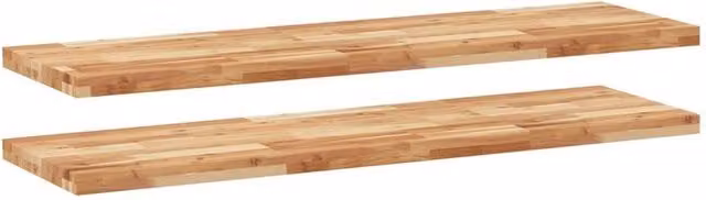 Berkfield Home Set of 2 Brown Oil Finished Solid Acacia Wood Floating Shelves, W: 160 cm, D: 40 cm, H: 4 cm
