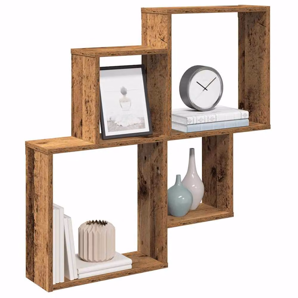 Berkfield Home Wall Mounted Old Wood Shelf in Brown, W: 80 cm, D: 15 cm, H: 78.5 cm – 2
