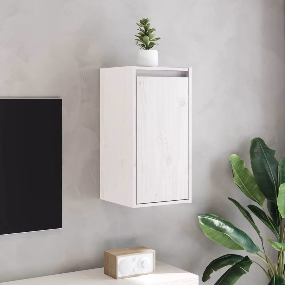 Berkfield Home Set of 2 White Solid Wood Pine Wall Cabinets, W/D/H: 30 x 30 x 60 cm – 2