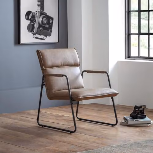 Julian Bowen Gramercy Industrial Accent Chair in Brown and Black, W/D/H: 60 x 73 x 82 cm – 1
