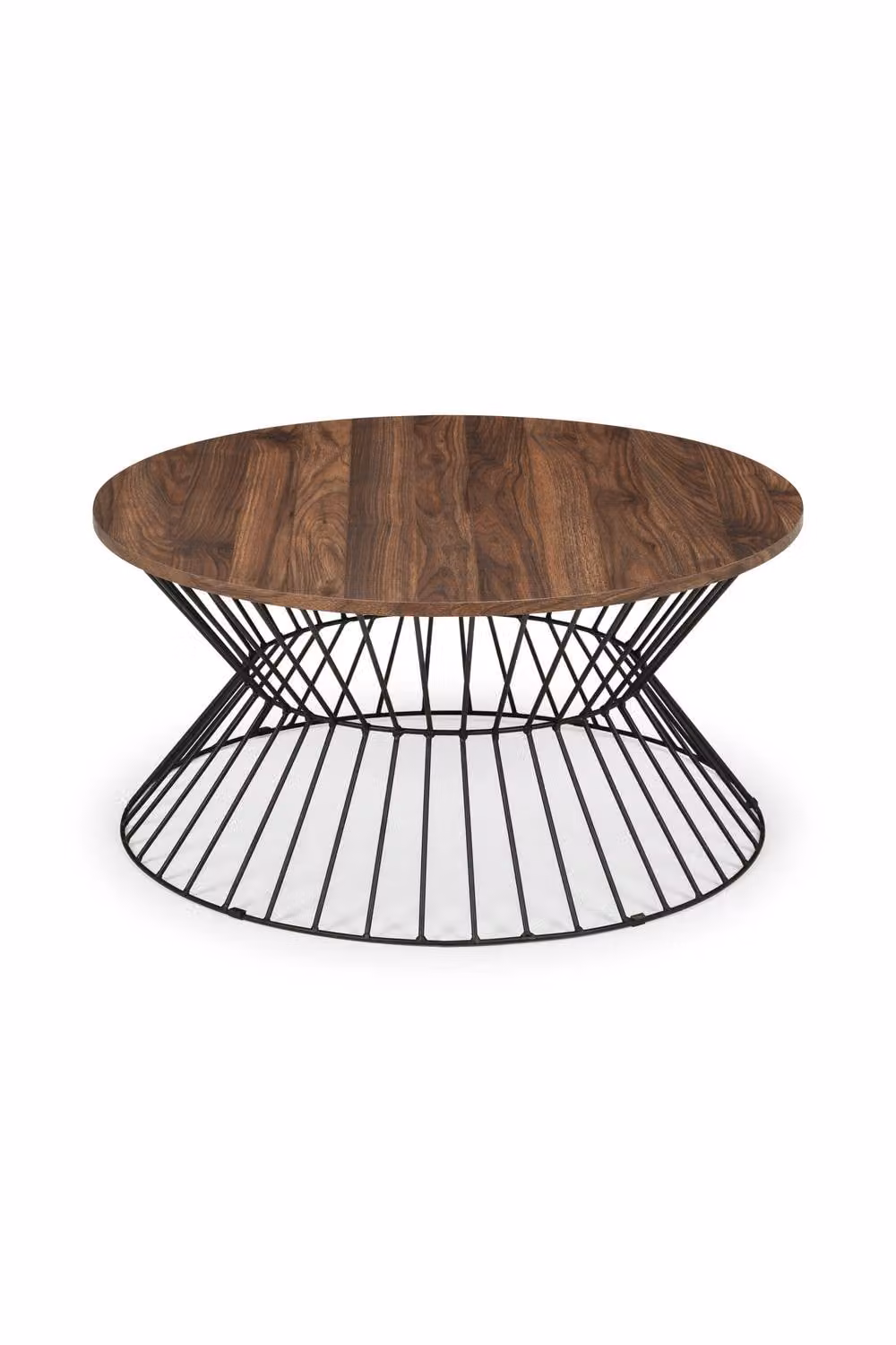 Julian Bowen Jersey Round Coffee Table with Metal X-Frame Base in Walnut and Black – 3