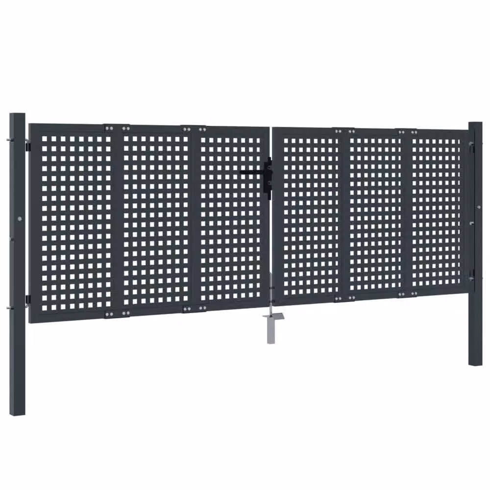 Berkfield Home Durable Steel Garden Gate in Anthracite Grey, W: 300 cm, H: 150 cm – 3