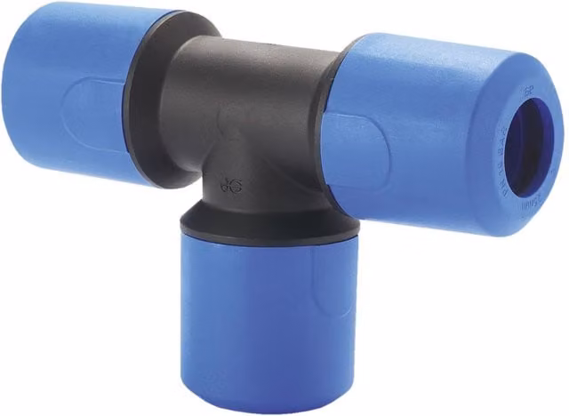 John Guest Stainless Steel Equal Tee in Blue and Black