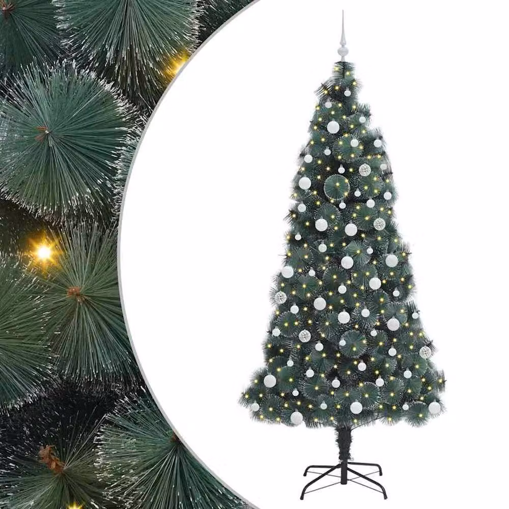 Berkfield Home Elegant Pre-lit Artificial Christmas Tree with Ball Set, Green, Height: 210 cm – 3