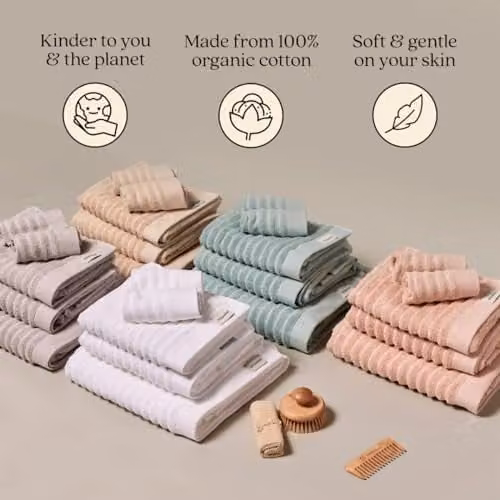 Misona Organic Cotton Ribbed Bath Sheet, Blue, W: 100 cm, L: 150 cm – 1