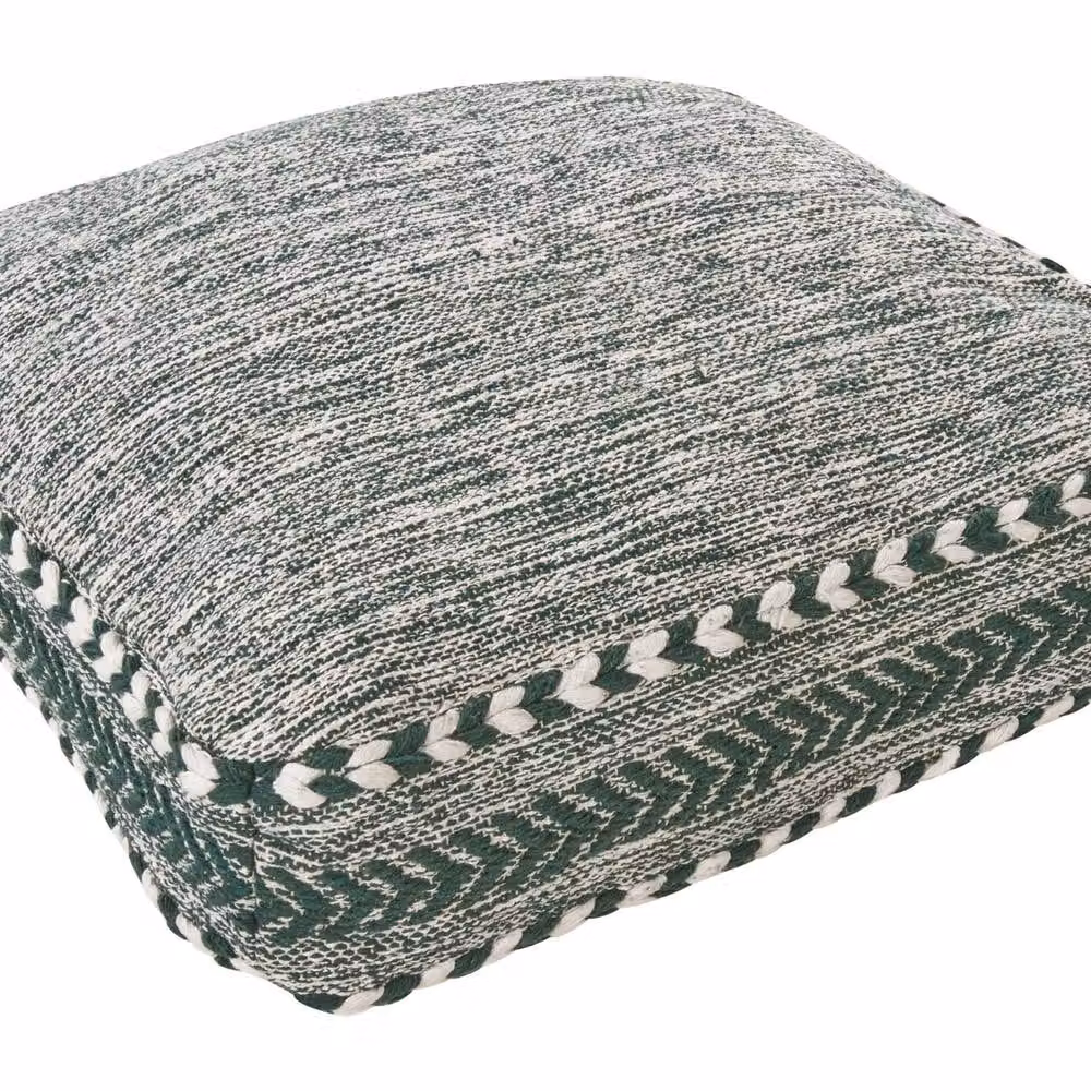 Wyld and Coco Green and White Geometric Cotton Floor Cushion W/D/H: 60 x 60 x 12 cm – 2