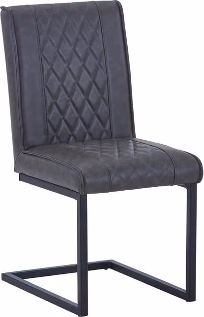 Shankar Modern Grey Synthetic Leather Dining Chair with Cantilever Metal Base
