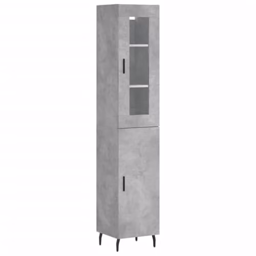 vidaXL Modern Highboard in Grey, W/D/H: 34.5 x 34 x 180 cm