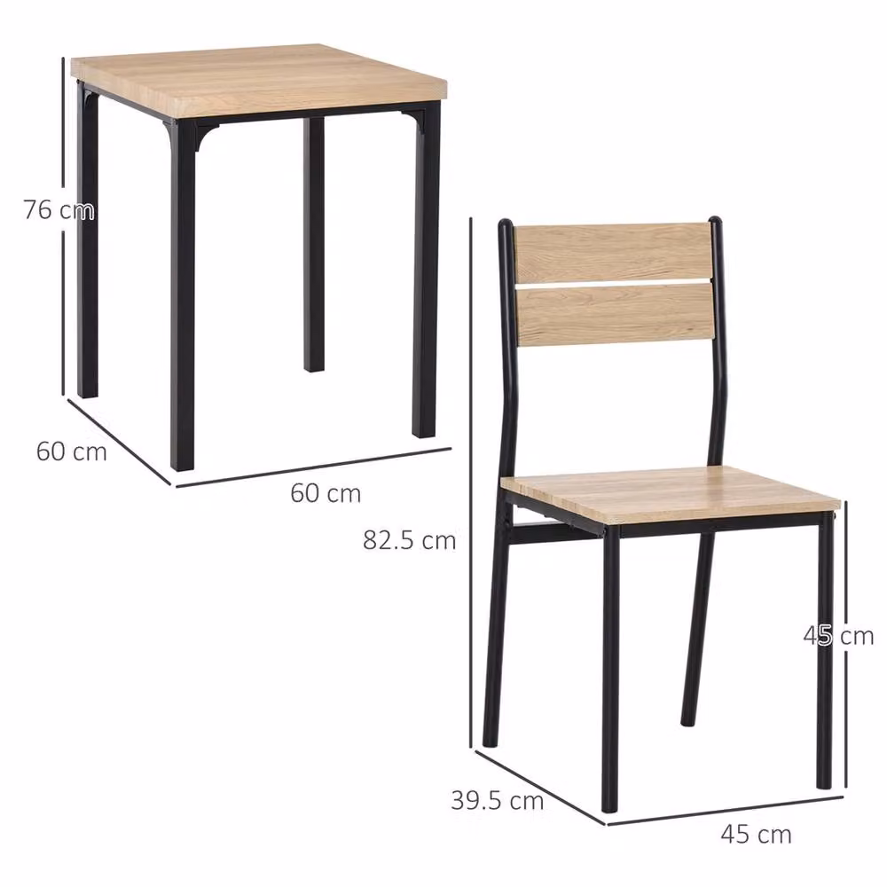 EONLION 3 Piece Compact Dining Set with Square Table and 2 Chairs in Beige – 2