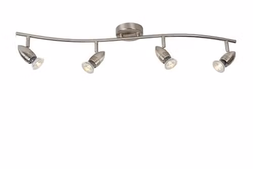 Lucide Caro-LED Adjustable Ceiling Spotlight in Satin Chrome with 4x5W Warm White GU10 LED Bulbs – 1