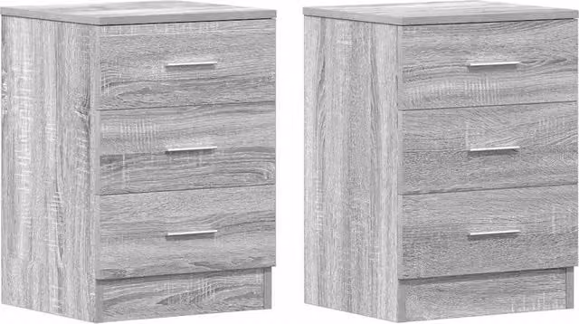 Berkfield Home Set of 2 Grey Sonoma Bedside Cabinets in Engineered Wood, W/D/H: 38 x 35 x 56 cm