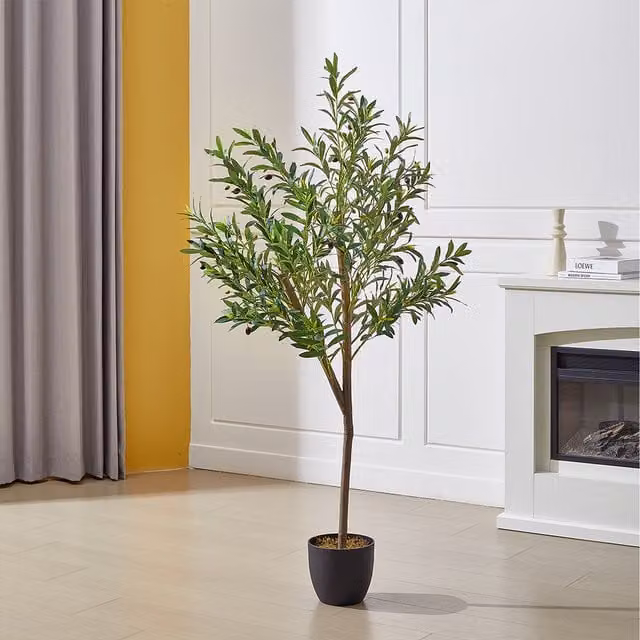 Lifeideas Green Decorative Artificial Olive Tree with Pot, Height: 155 cm