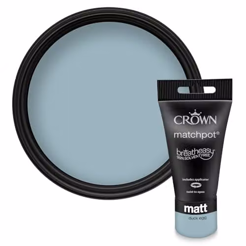 Crown Walls & Ceilings Duck Egg Matt Paint Tester Pot, 40ml – 1