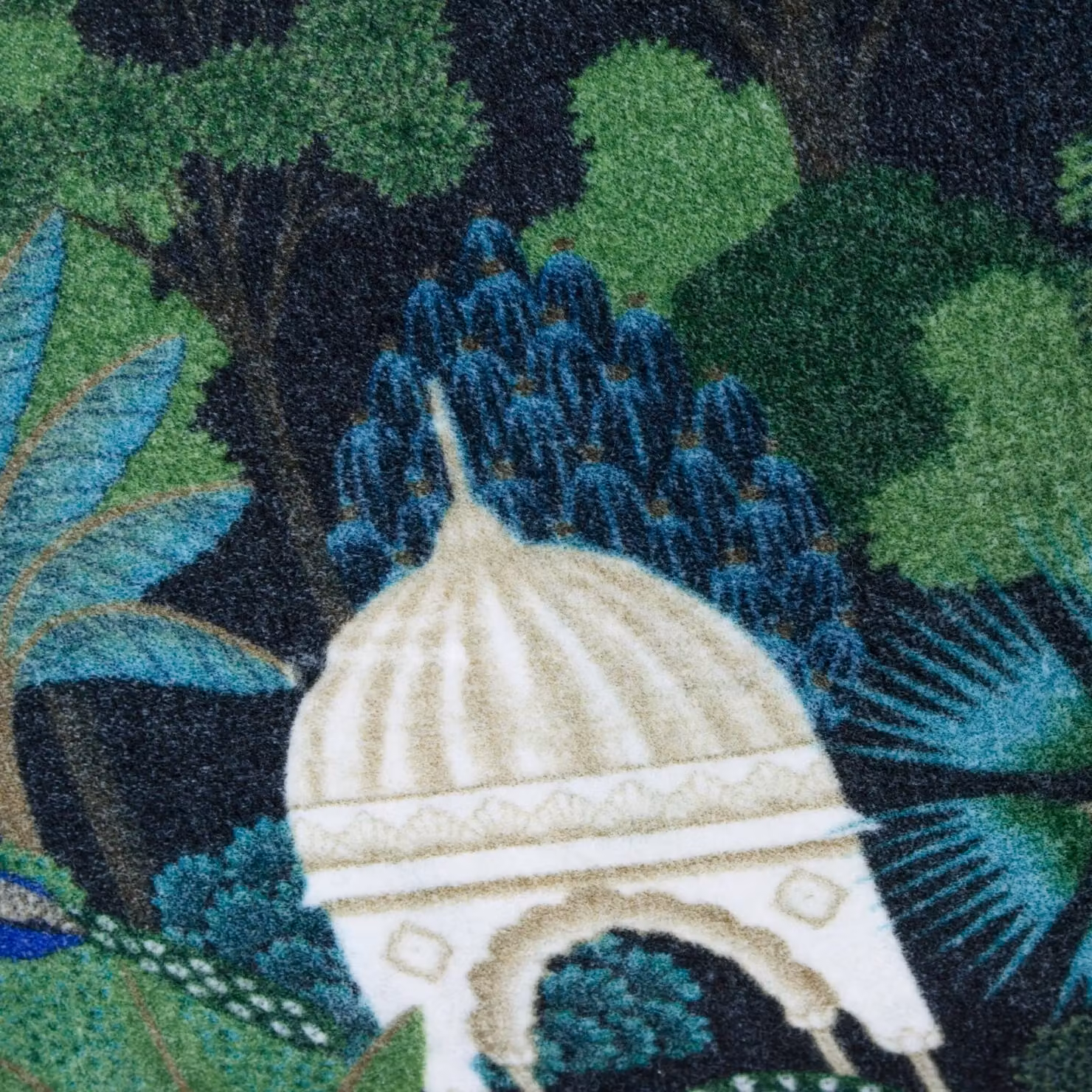 Wylder Tropics Serenity Tropical Garden Velvet Cushion in Black, Blue and Multicolour, W: 60 cm, H: 40 cm, D: 40 cm – 5