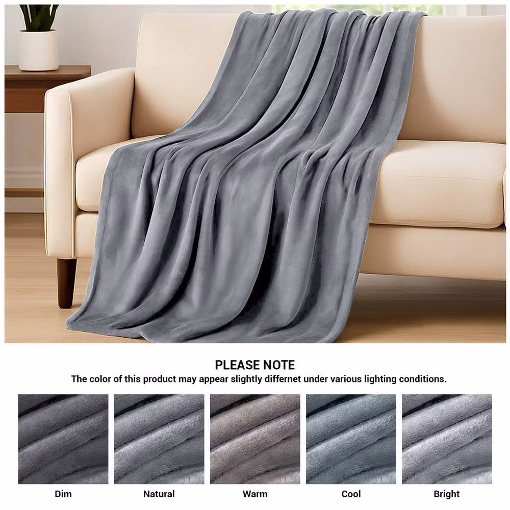 Grace Super Soft Flannel Fleece Blanket in Silver, W/D/H: 230 x 270 cm – 5