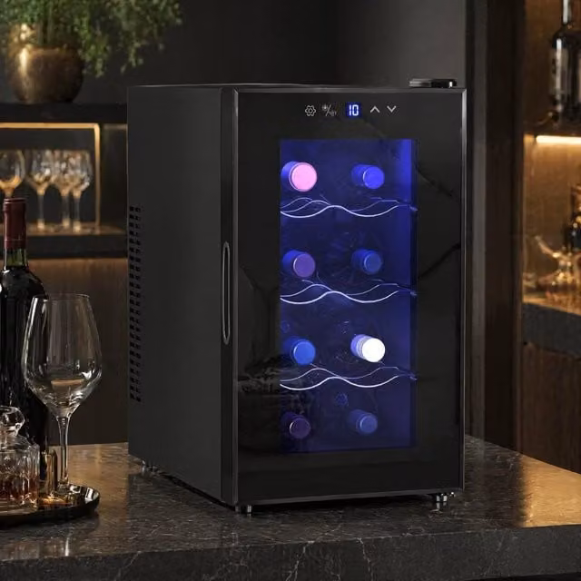 STILVORA Under-Counter Wine Fridge for 8 Bottles with LED Interior Light, Black – 1