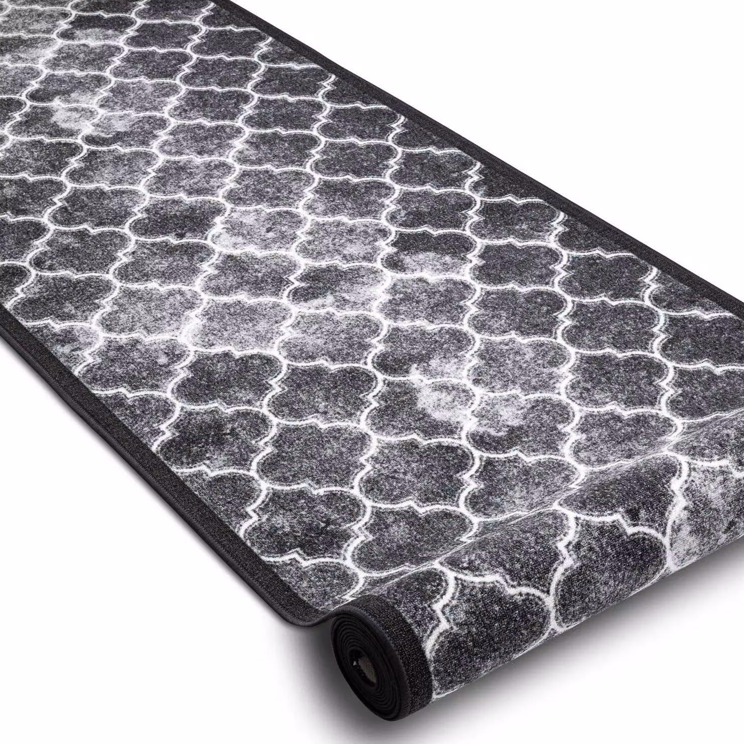RugsX Grey Floral Anti-Slip Polyamide Runner, W: 100 cm, D: 110 cm – 2