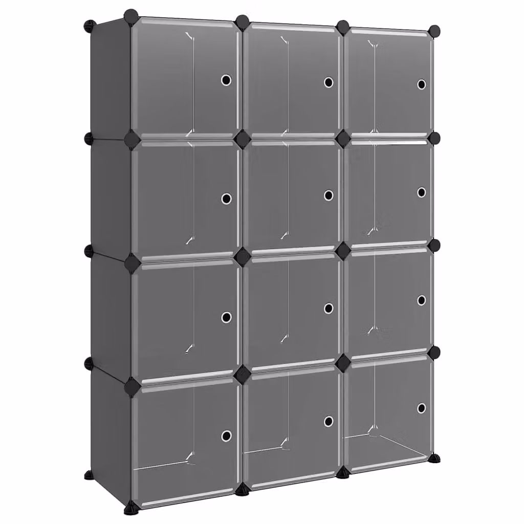 Berkfield Home Storage Cube Organiser with 12 Cubes and Doors in Black – 2