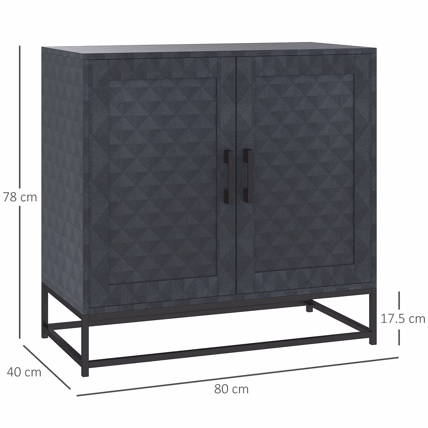 HOMCOM Modern Black Freestanding Sideboard Storage Cabinet with Adjustable Shelf and 2 Doors for your Living Room or Kitchen – 3
