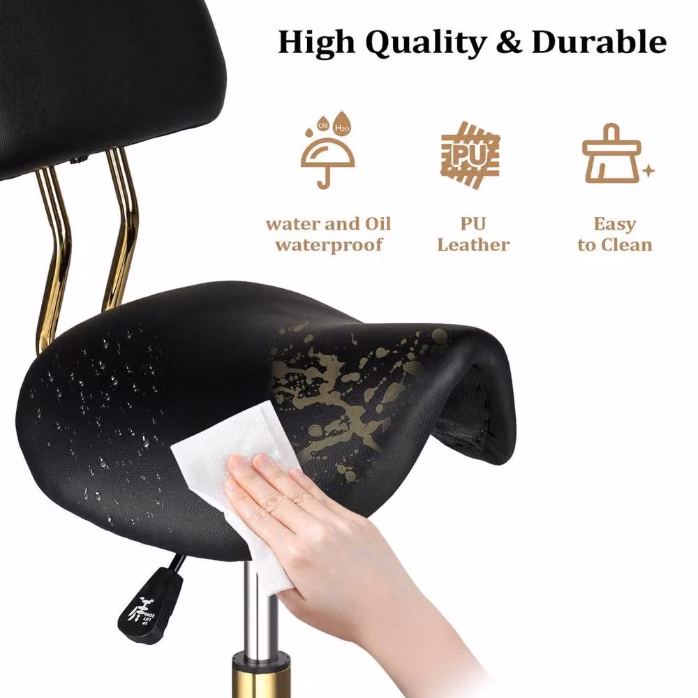 KORVIXA Black Swivel Active Stool with Backrest and Castors – 2