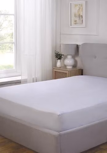 Rapport Home Waterproof Terry Cotton Mattress Protector, White, W/D/H: 200 x 183 x 30 cm
