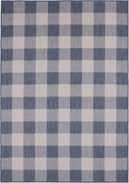 The Rugs Ecology Collection Checkered Outdoor Rug in Blue, 160 cm