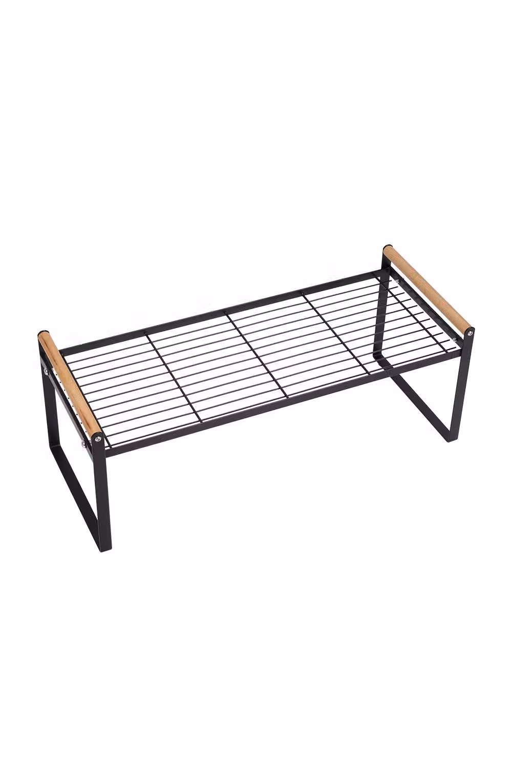 ExtraStar 2-Tier Black Iron Spice Rack with Wooden Handles – 3