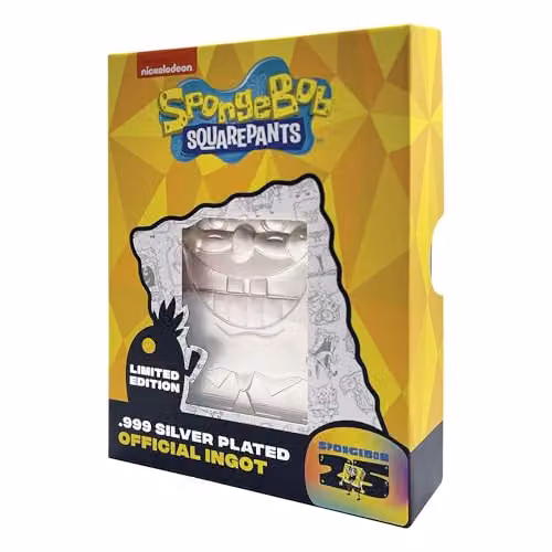 FaNaTtik SpongeBob SquarePants 25th Anniversary .999 Silver Plated Metal Ingot with Tabletop Display Stand in Metallic Silver – 4