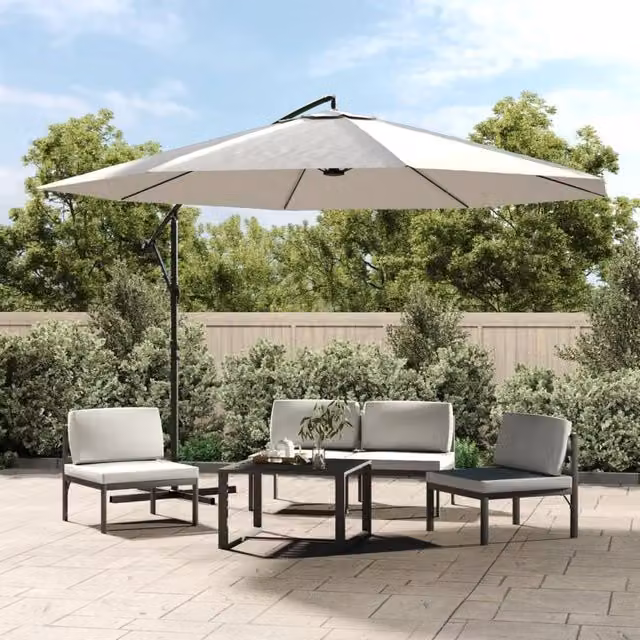 Berkfield Home Cantilever Umbrella in Sand White, 3.5 m