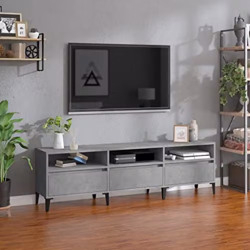 vidaXL Industrial TV Cabinet in Concrete Grey, W/D/H: 150 x 30 x 44.5 cm – 2