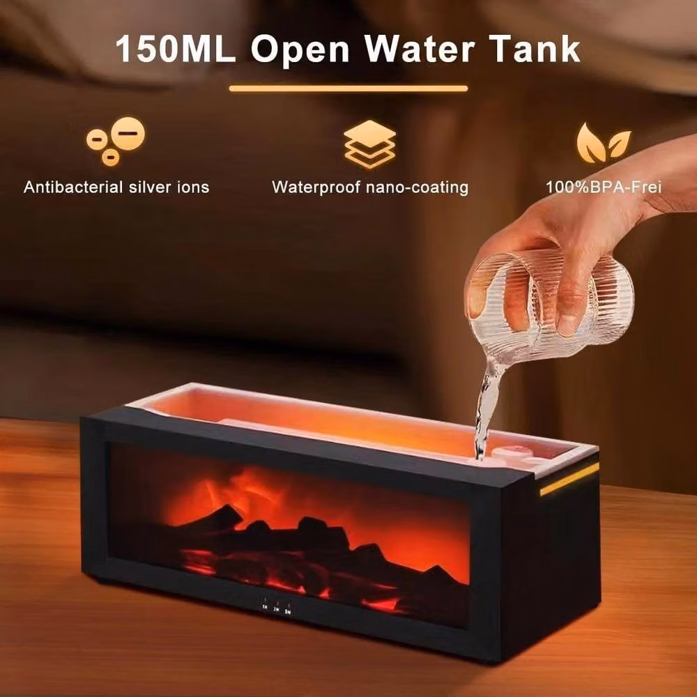 NESTLUNE LED Air Diffuser Aroma Oil Humidifier with Flame Effect in Black, W/D/H: 100 x 15 x 15 cm – 3