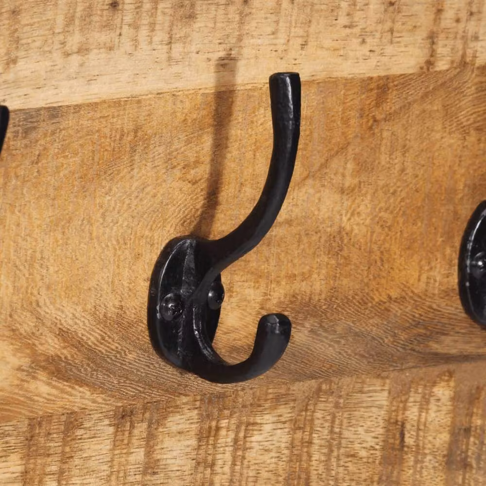 Berkfield Home Set of 2 Mango Wood Coat Racks in Brown, W/D/H: 80 x 8 x 25 cm – 4
