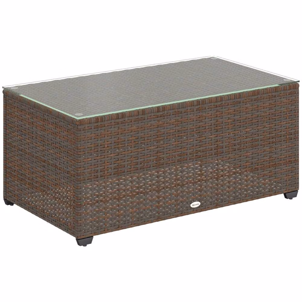 Wyld Haus Pata Brown Rattan Outdoor Coffee Table with Glass Top – 2