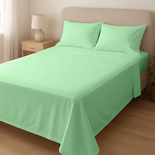 Home Sweet Home UK Microfibre Breathable Flat Sheet, Blue, W/D/H: 135 x 190 x 1 cm – 3