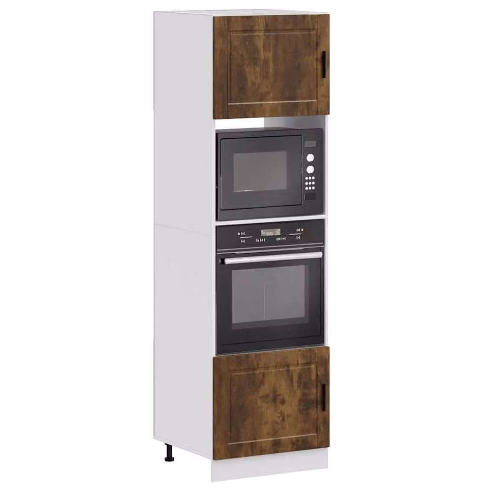 Berkfield Home Porto Smoked Oak Oven Cabinets, Set of 2, Brown, W/D/H: 60.0 x 57.0 x 207.0 cm – 1
