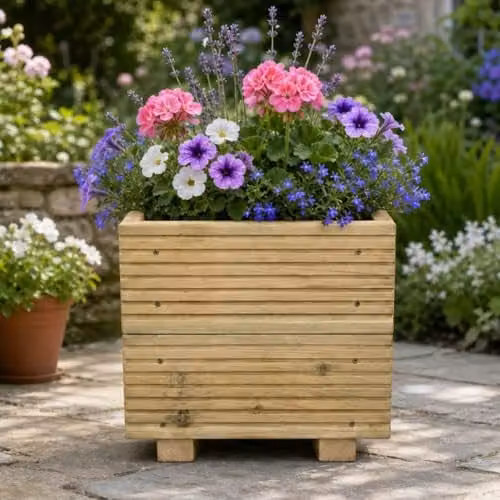 Planter Potters Brown Wooden Tub Planter for Ornamental, Herb and Vegetable Gardens – 2