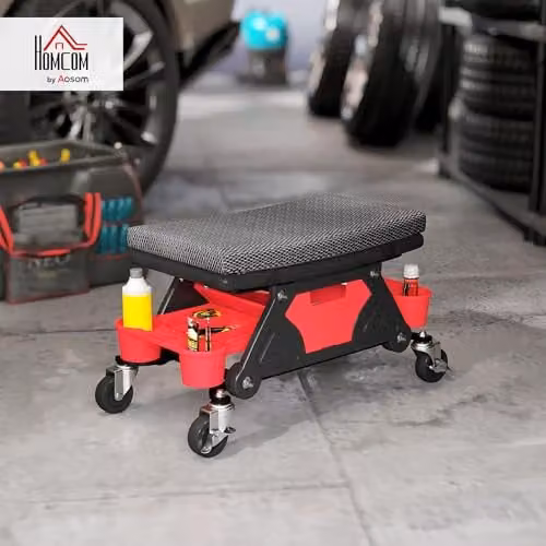 HOMCOM Rolling Mechanic Stool, Black – 2