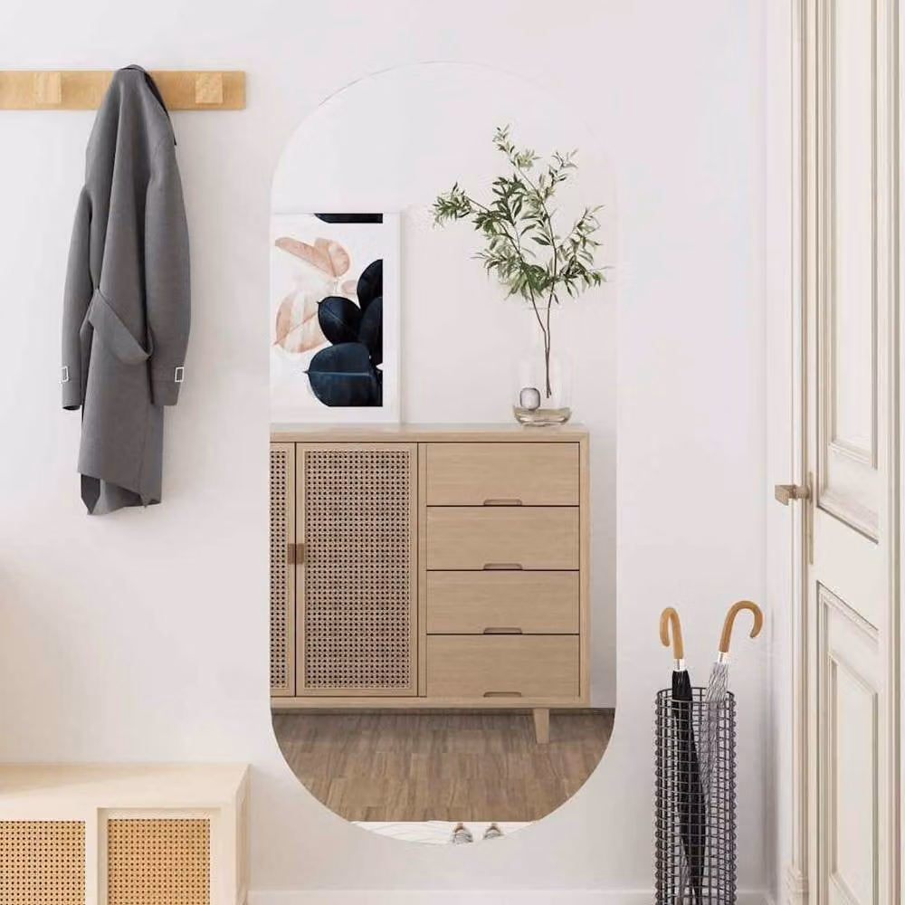 Berkfield Home Oval Glass Wall Mirror in Silver, W: 45 cm, H: 100 cm – 2