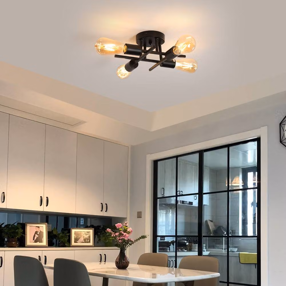 Pheashine Black Industrial Metal Ceiling Light with E27 Base, Diameter: 28 cm – 3