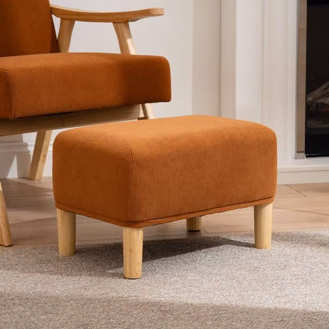 Scottish Everlastings Ltd Caramel Cord Foot Stool in Tan, W/D/H: 33 x 33 x 48 cm – 1