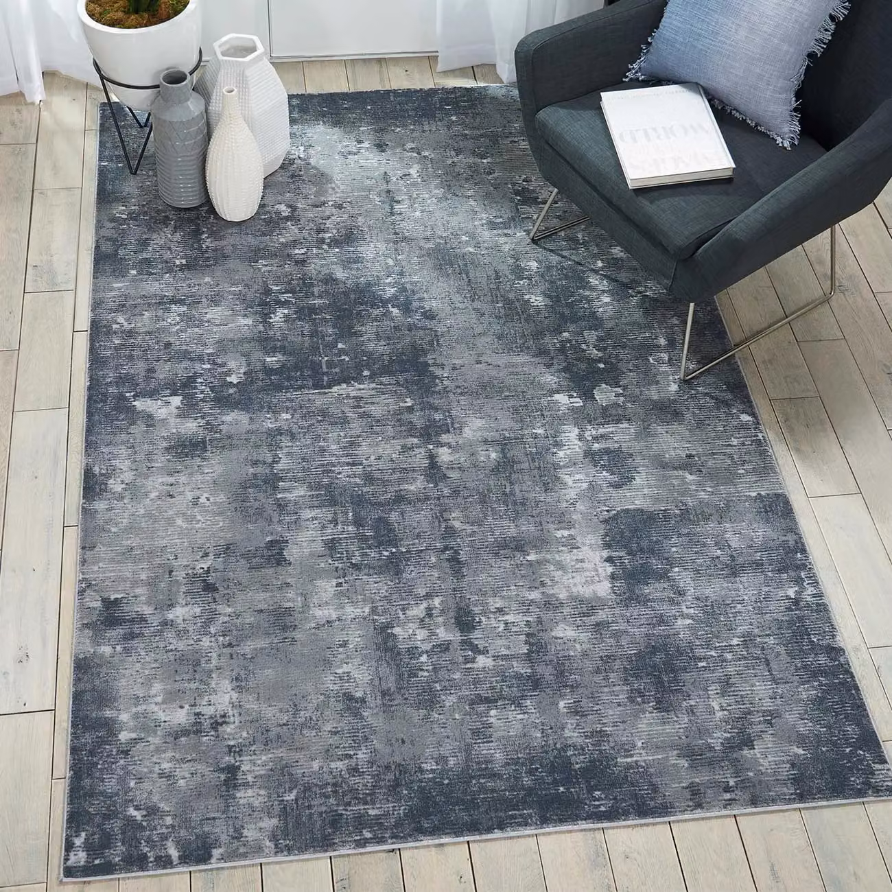The Rug Shop UK Modern Abstract Stain-Resistant Area Rug in Grey, W: 280 cm, D: 380 cm – 2